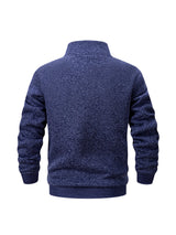 Men Fleece Lined Sweatshirts Winter Warm Pullover Half Zipper Pullover for Male Hoody Outdoor Sweatshit Solid Color Stand Collar