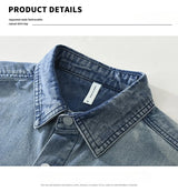 2025 Autumn New Letter-embroidered Vintage Washed Long Sleeve Denim Shirt for Men Clothing Cotton Versatile Streetwear CM7738