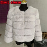 Elegant Winter Faux Fox Fur Crop Jacket