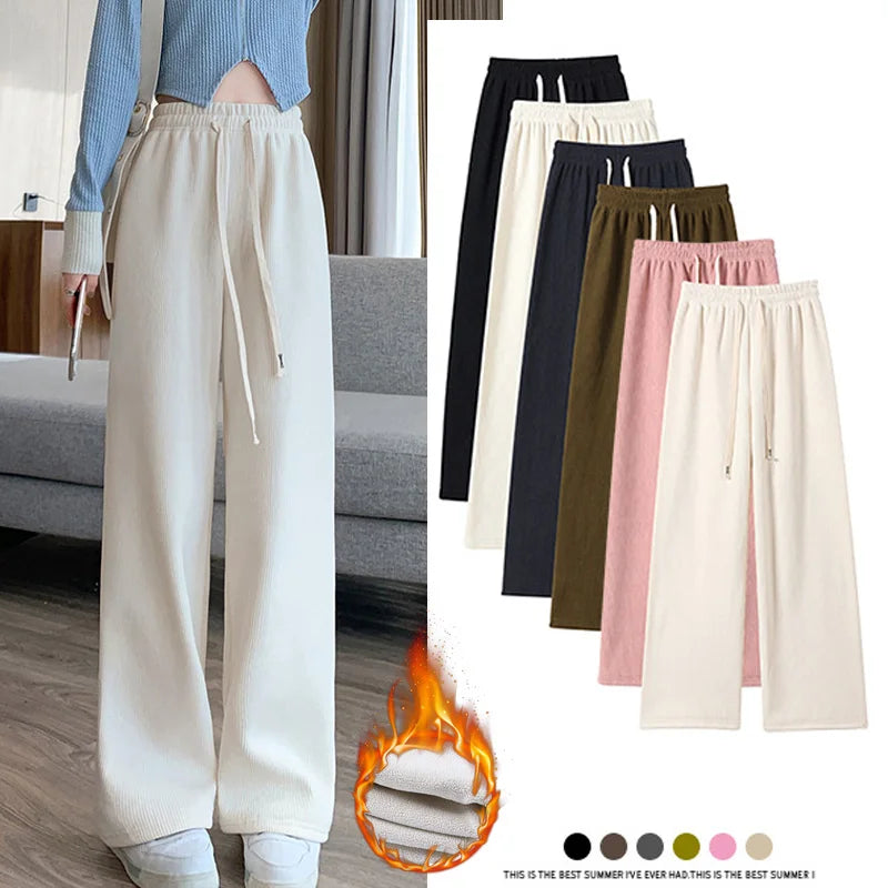 Women's Fleece Wide-Leg Winter Pants