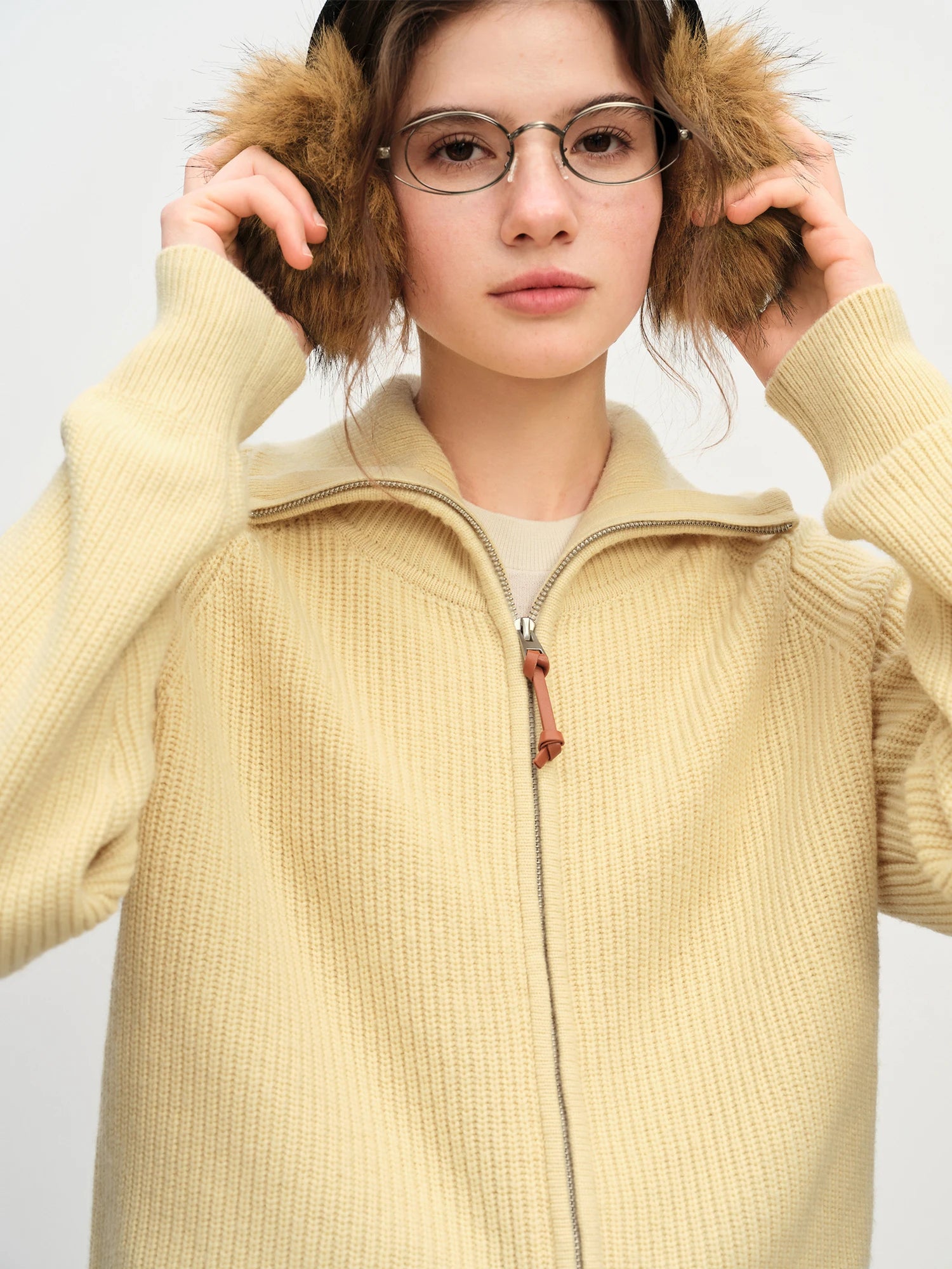 Women's Loose Fit Wool Blend Zipper Cardigan – Fall/Winter 2025 USA Style