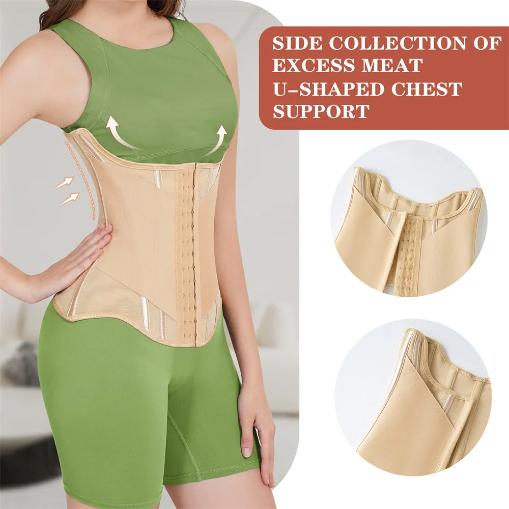 U-Shaped Steel-Boned Waist Trainer & Breast Lift Corset