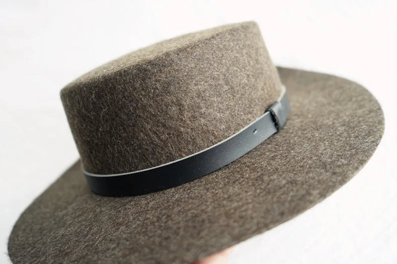 Wool Felt Fedora & Boater Hat – Wide Brim, Unisex