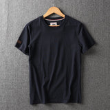 Summer New American Retro Short-sleeved O-neck Solid Color T-shirt Men's Fashion Simple 100% Cotton Washed Casual Sport Tops