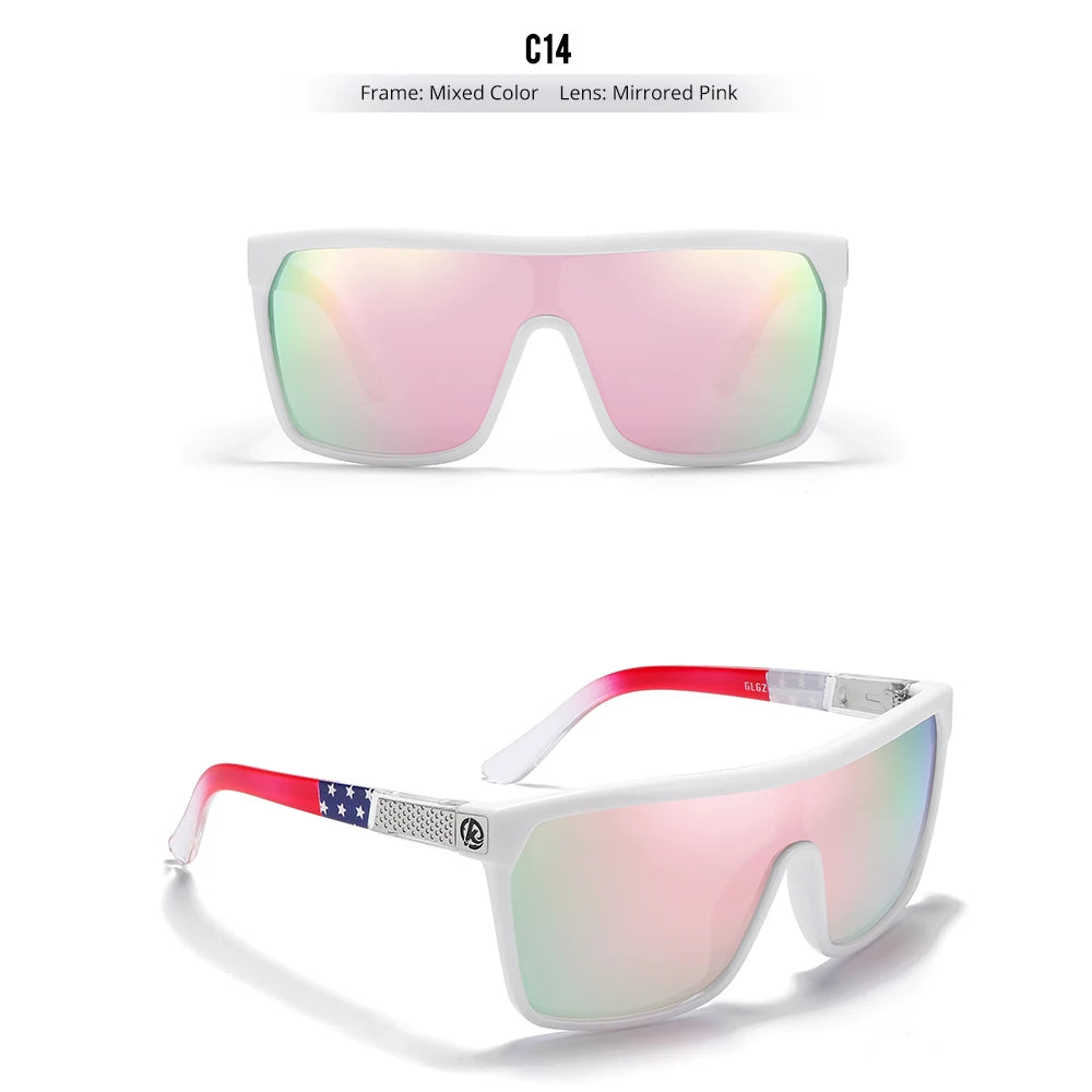 KDEAM One-piece Shape Men Sunglasses Polarized Elastic Paint Surface Sun Glasses Women Suitable Long-lasting Goggles Cat.3