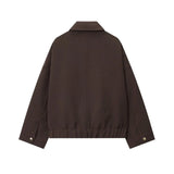 NLZGMSJ Women's 2025 Autumn Elegant Clothing Jacket Vintage Lapel Collar Zipper Full Sleeve Pocket Coat Lady Outerwears