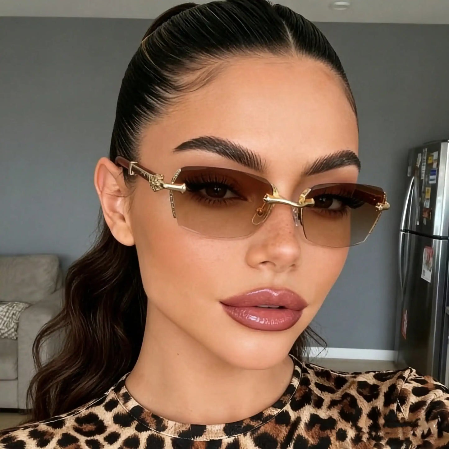 Rimless Cat Eye Sunglasses for Women | UV400 Protection