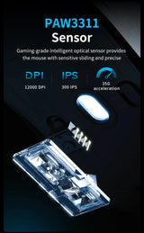 AJAZZ AJ179 V2 MAX Wireless Gaming E-Sport 1K Polling Rate Lightweight Design Ergonomic PAW3311 Sensor