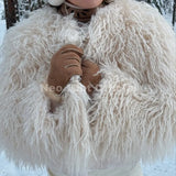 Chic Faux Mongolia Sheep Fur Cropped Jacket