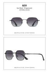 GCV Brand Classic Retro Women's Rectangular Square Metal Frame Glasses, Sunglasses, Polarizer Lenses，Box Oculos De Sol Gafas