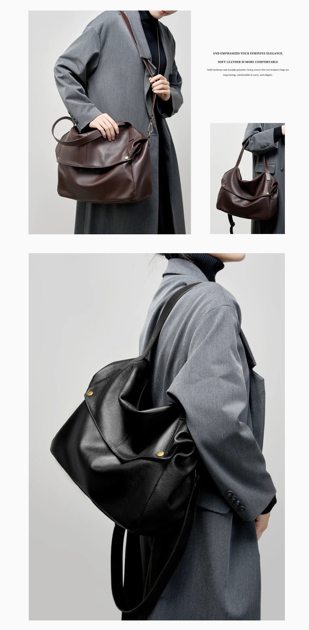 Zency Large Capacity Shoulder Bag Purse Genuine Leather Women's Work Tote Bag Handbag Shopper Bag Pocket For A4 ipad Crossbody