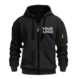 DIY Custom Logo Men's Casual Sports Hoodie Full-Zip Pocket Sweatshirt Fashion Arm Pocket Outdoor Long-Sleeve Pullover Hoodie