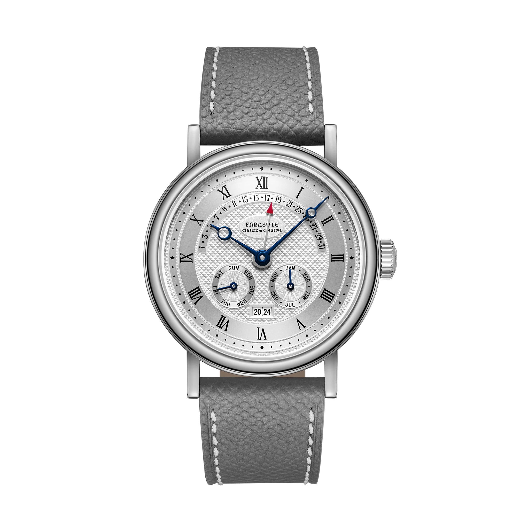 FARASUTE Men's Mechanical Watch Flyback Function Seagull Movement Month Display Week Display Calendar YearDisplay Sapphire Watch