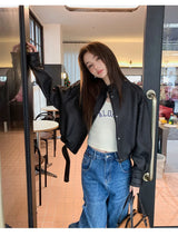 Natural Sheepskin Coat Women Autumn European and American Fashion Short Motorcycle Casual High Quality Hand-Woven Leather Jacket