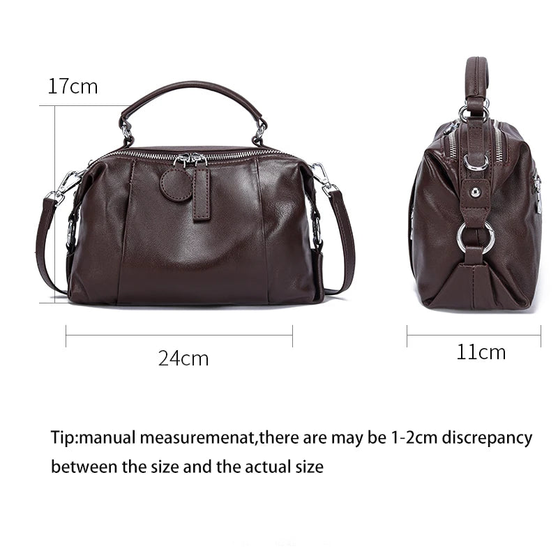 Women Natural Cow Genuine Leather Shoulder Bags Women Cowhide Bag Lady Soft Design Female Luxury Handbag for Ladies High Quality