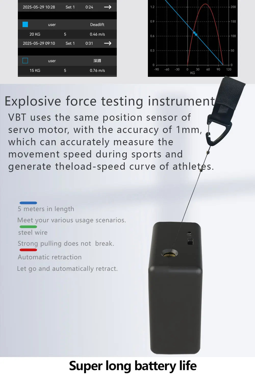 【Queling】 VBT Cube Linear Encoder Velocity Based Training VBT Sensor Rope Fitness Strength Training