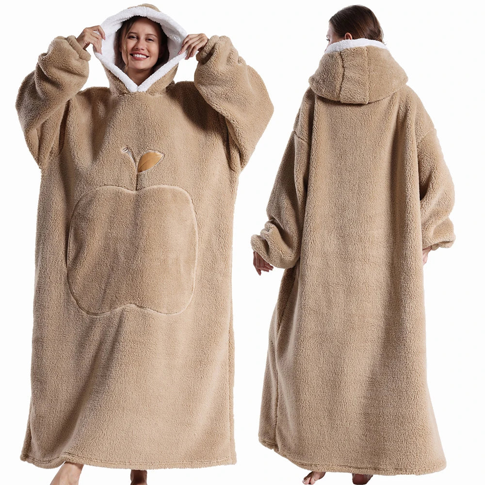 Extra Long Hooded Wearable Blanket