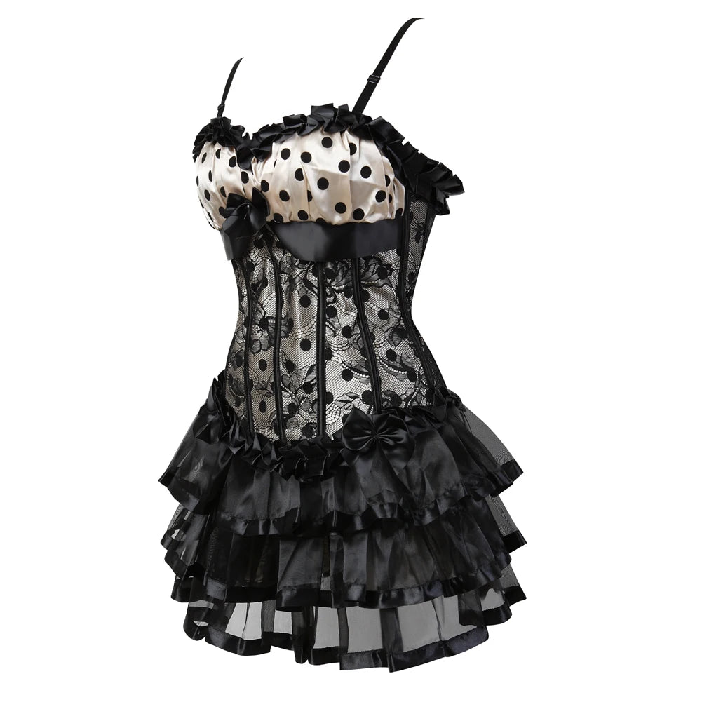 Women's Corset Dress with Straps & Lace | Plus Size Bustier Set
