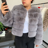 Elegant Winter Faux Fox Fur Crop Jacket