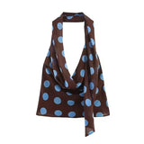 Polka Dot Printed Midi Skirts Two Piece Sets for Women 2026 Summer Chic Scarf Halter Top Suits Beach Woman 2 Piece Outfits