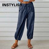 Women's High-Waist Cotton Linen Pants