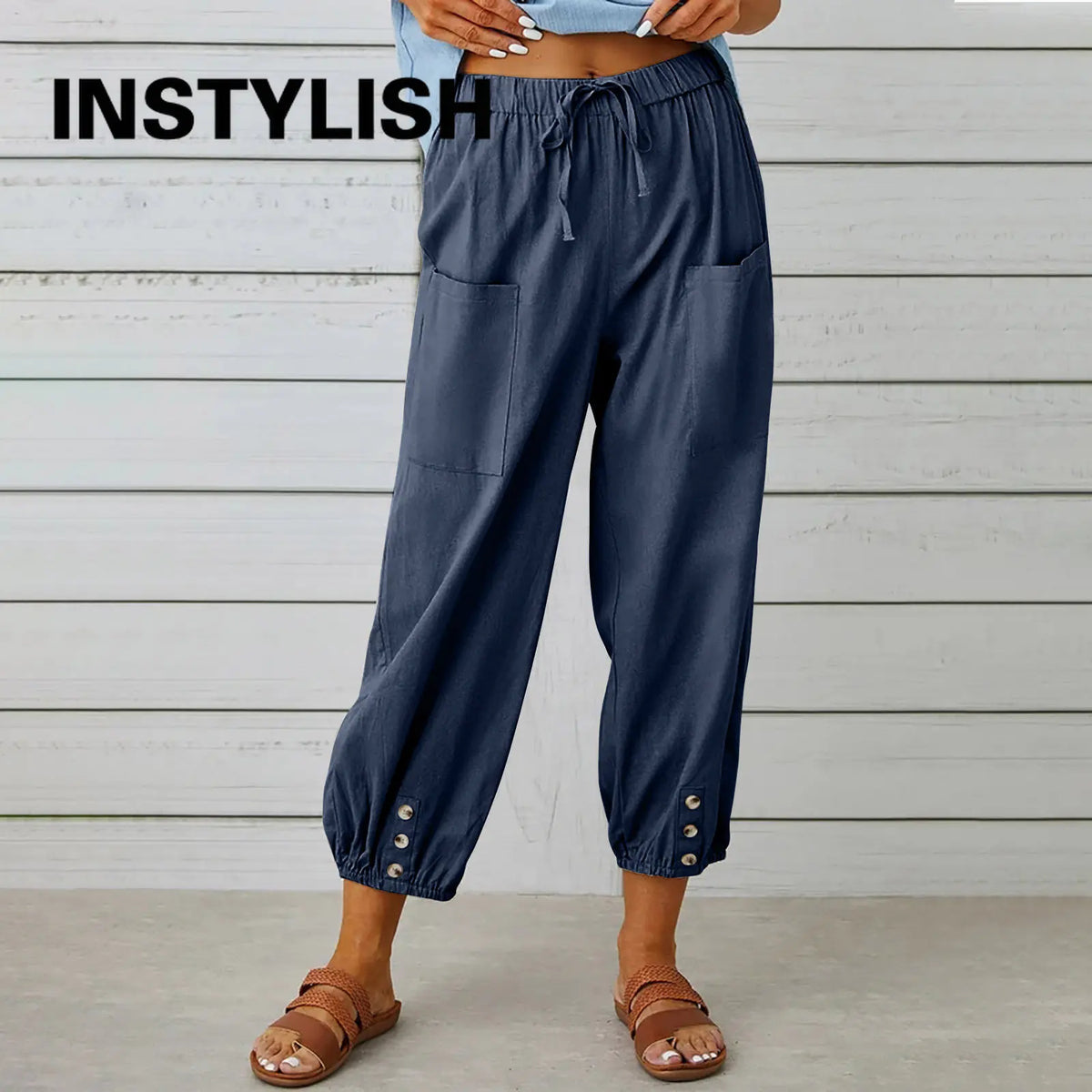 Women's High-Waist Cotton Linen Pants