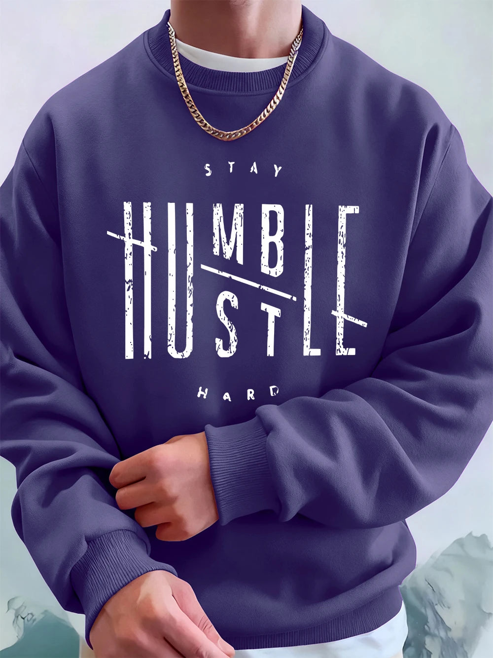 Stay Humble Hustle Hard Printing Mens Hoodie Autumn Fleece Warm Sweatshirts Casual Loose Crewneck Hooded Sports Male Clothes