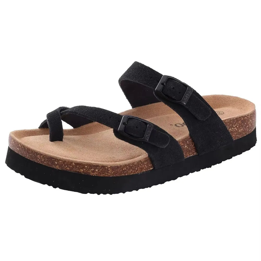 Women’s Suede Sandals with Cork Footbed