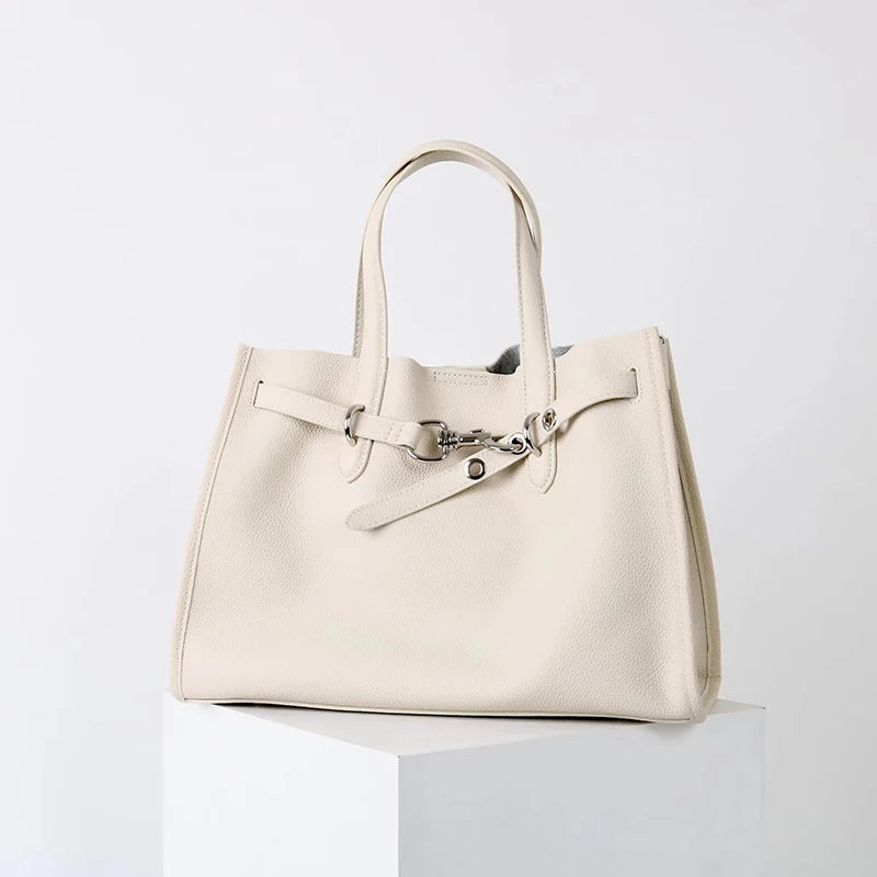 Luxury Brand Silver Buckle Women Bags Genuine Leather Handbags Women Shoulder Bags Cowhide Autumn Winter New Square Women Totes