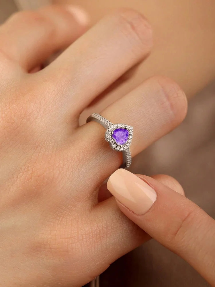 Sterling Silver Sparkling Heart Ring