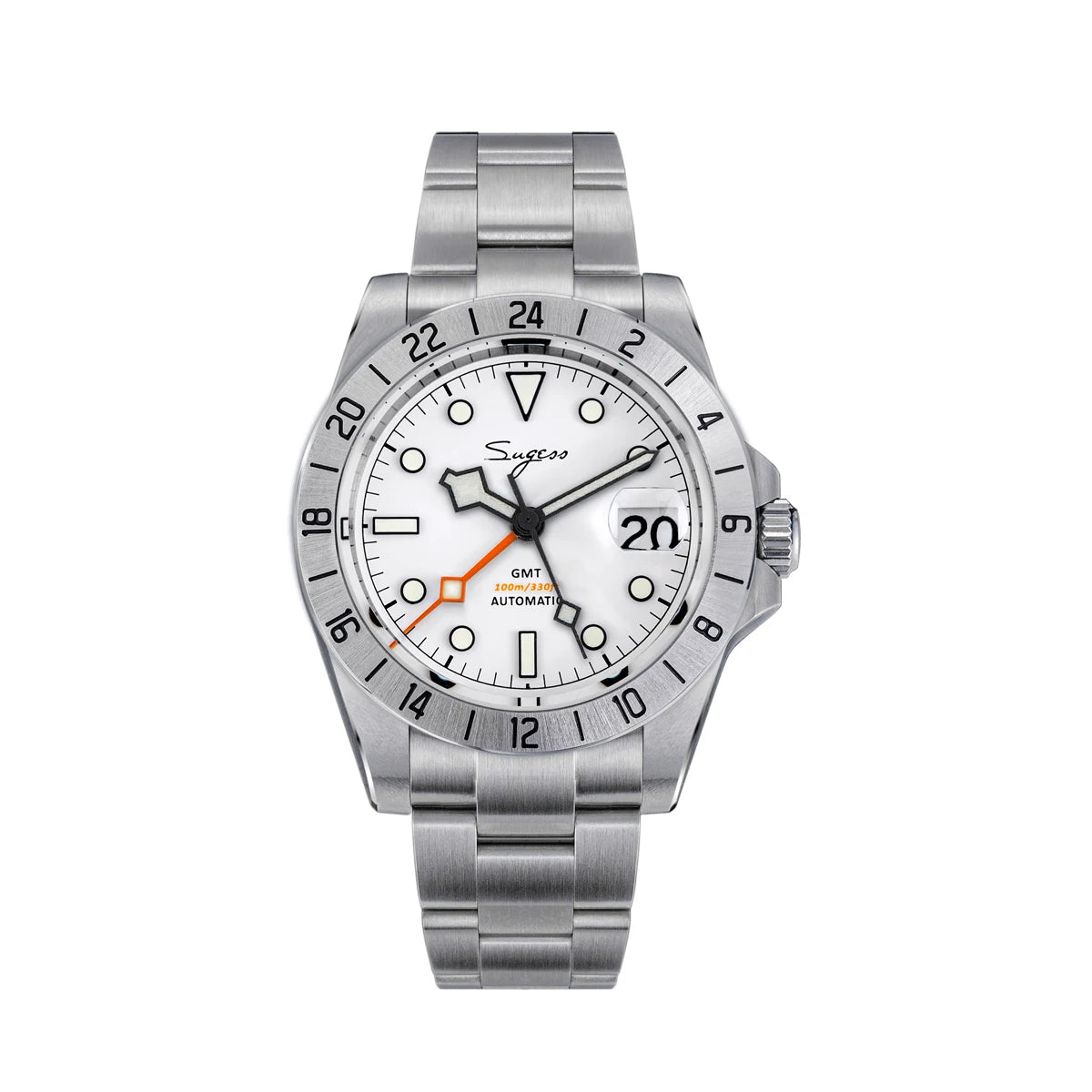 Sugess Men Watch GMT Automatic NH34 Movement 100M Waterproof Mechanical Wristwatches Dome Sapphire Crystal Limited Bracelet S463