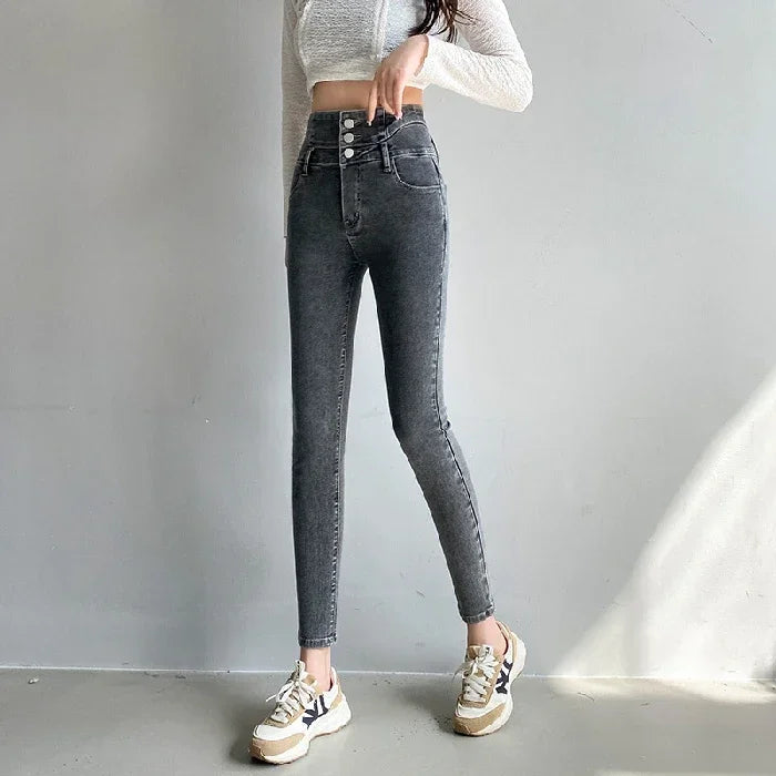 Women's High Waist Stretch Jeans – Slim Denim Pants
