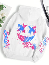 Happy Day Women's Oversized Graffiti Hoodie