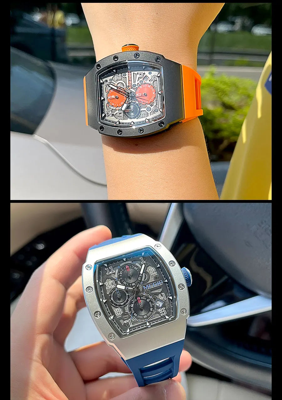 Men's Sport Chronograph: Stainless Steel Waterproof Quartz Watch
