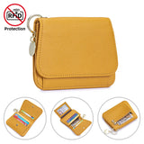 Women Genuine Leather Slim TriFold Wallet Credit Card Holder With Zipper Coin Pouch, ID Window & Keychain