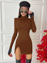 Long Sleeve Bodycon Mini Dress - Slim Fit Knit Streetwear