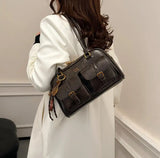 Women’s Coffee Brown Multi-Pocket Shoulder Bag | Vintage PU Leather Crossbody