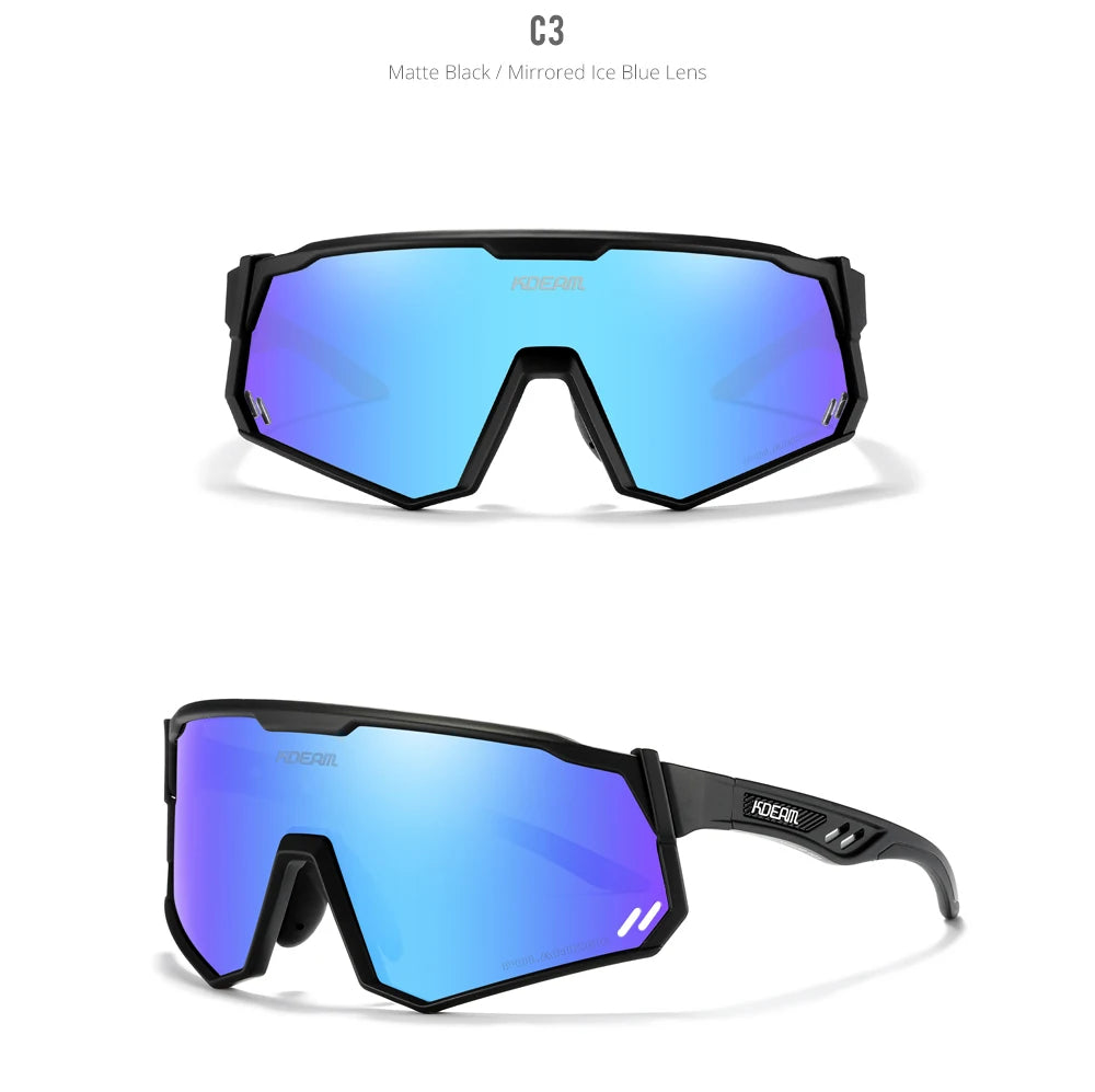 KDEAM High-End Sports Sunglasses Polarized Men's Cycling Glasses Dismountable TR90 Frame And Nose Pads Easy To Exchange