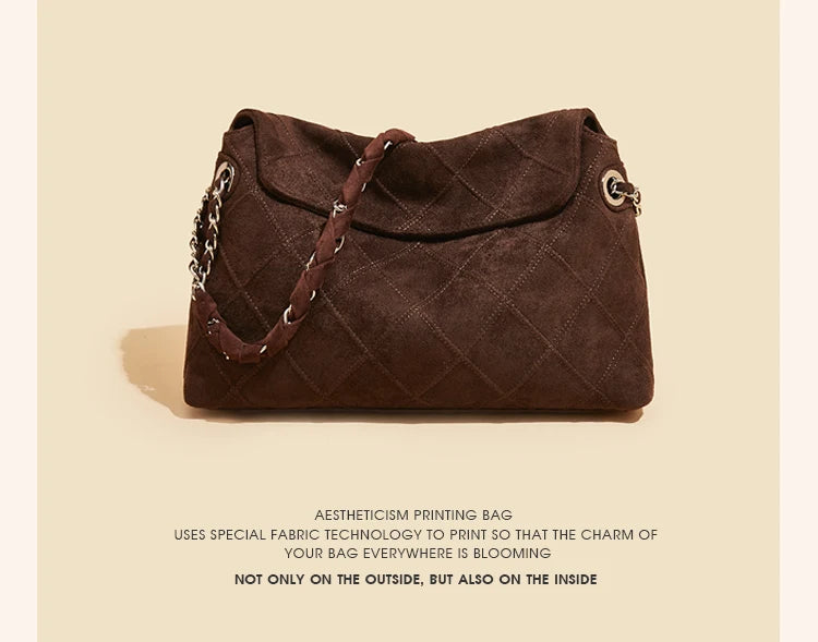 LAORENTOU Fabric Women's Strap Shoulder Bag Advanced Retro Underarm Large Capacity Fashion Quilted Handbag for Women Cossbody
