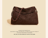 LAORENTOU Fabric Women's Strap Shoulder Bag Advanced Retro Underarm Large Capacity Fashion Quilted Handbag for Women Cossbody