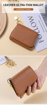 Women Genuine Leather Slim TriFold Wallet Credit Card Holder With Zipper Coin Pouch, ID Window & Keychain