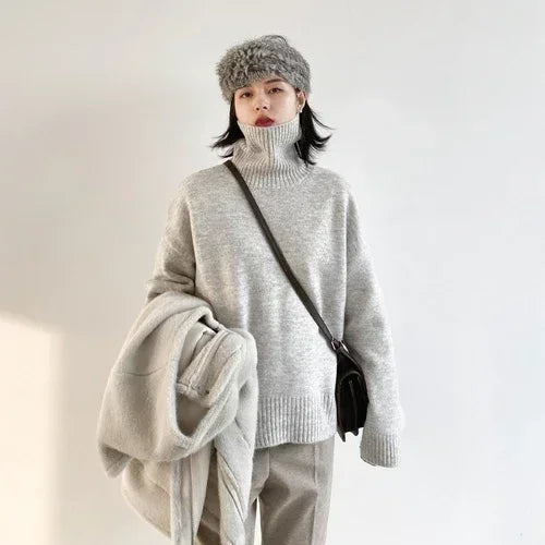 Women's Relaxed Mock Neck Knit Sweater