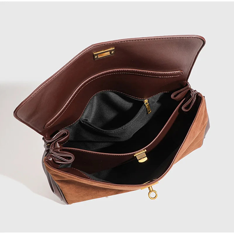 Minimalist Luxury Korean Soft Leather Flap Bag Women Detachable Crossbody Strap Large Capacity Office Daily Commuter Hand Purse