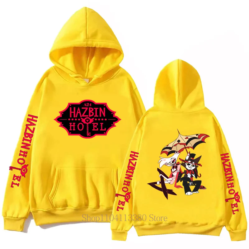Hazbin Graphic Print Fleece Pullover Hoodie