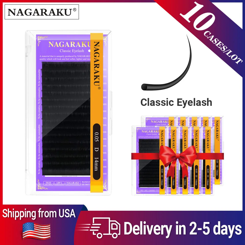 NAGARAKU Ship From USA 10 Cases Classic Lashes Fast Free Delivery in 2-5 days by Express