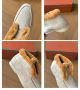 Premium -Made Leather Ankle Snow Boots – 100% Wool Lined Winter Loafers
