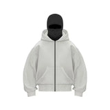 2025 Men's and Women's Balaclava Y2K Gothic Harajuku Winter Fashion Double Hooded Sportswear Men's Hooded Mask Zipper Sportswear