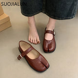 SUOJIALUN Women's Split-Toe Mary Jane Flats