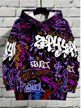 European and American Men's Autumn Gothic Letter Graffiti Print Soft and Comfortable Hooded Sweatshirt Outdoor Street Top