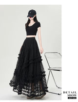Gothic Lace Trumpet Skirt – Fairycore & Punk Streetwear